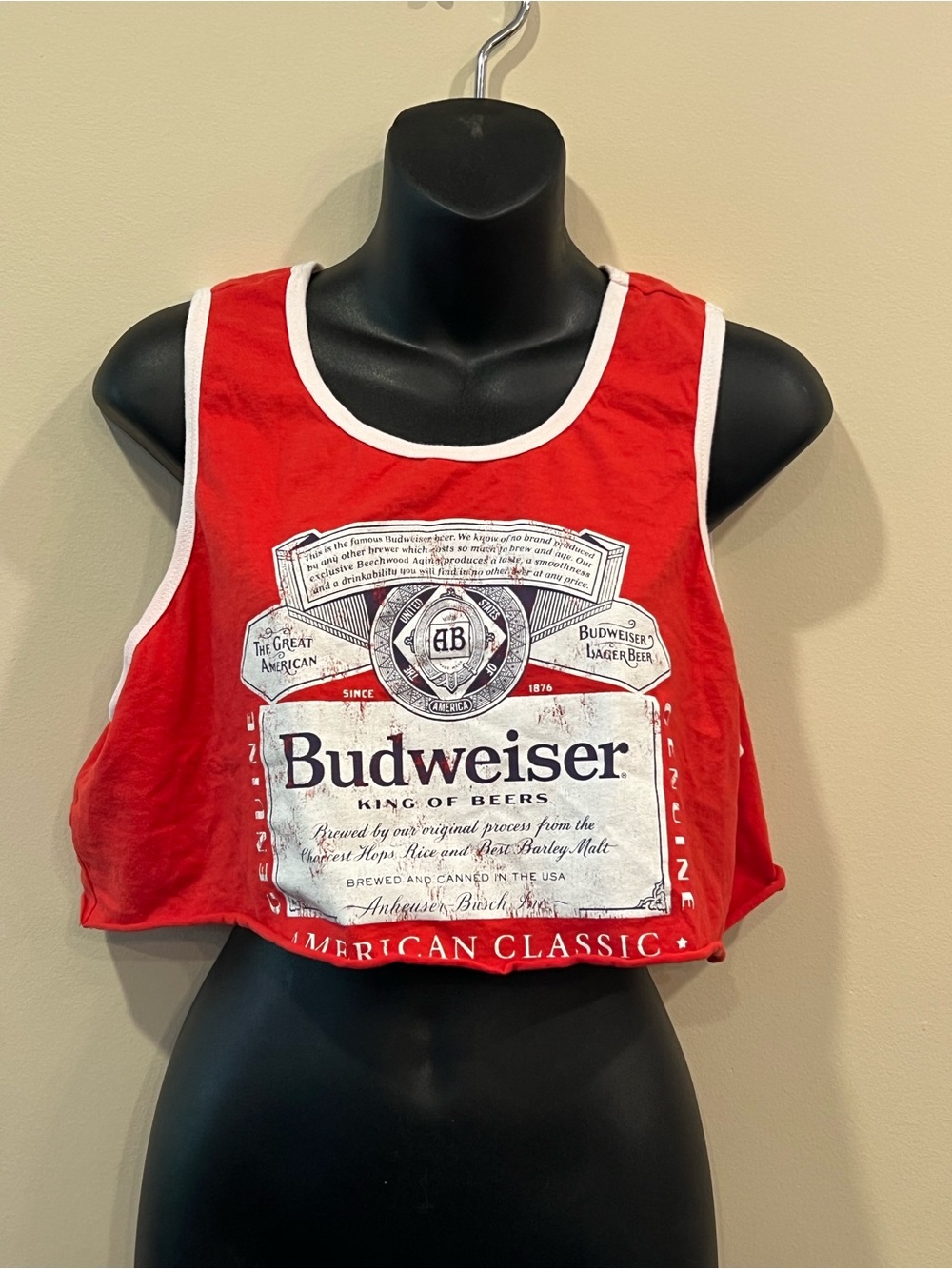 Budweiser Red Tank with White Logo and Trim
